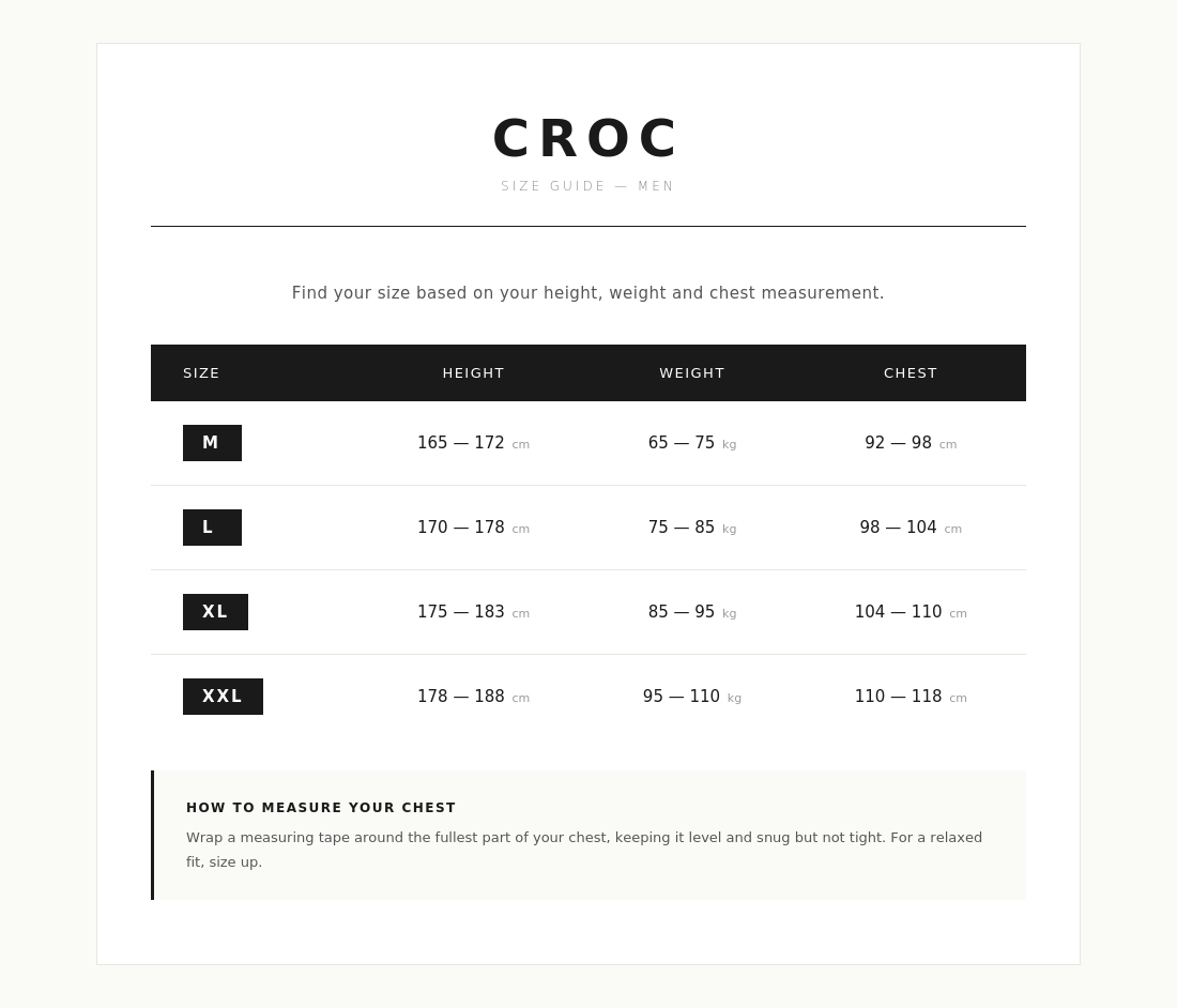 Size Chart