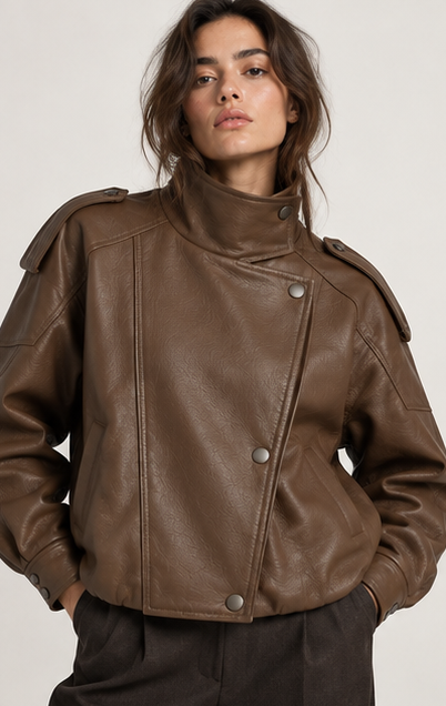 The Élan Leather Jacket — Mocha Brown