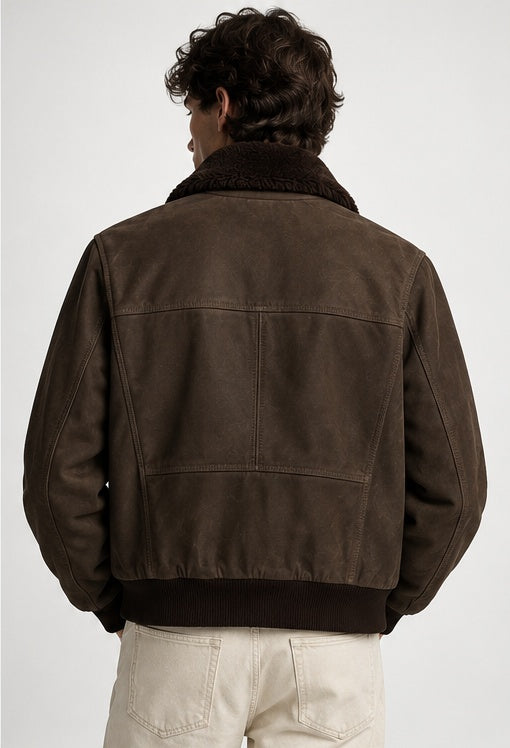 The Soren Suede Bomber — Stone Brown