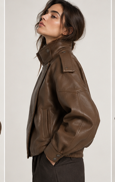 The Élan Leather Jacket — Mocha Brown