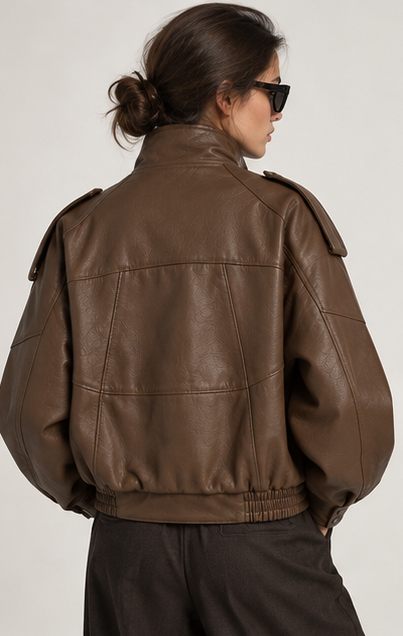 The Élan Leather Jacket — Mocha Brown