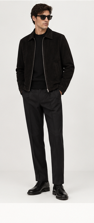 Midnight Black — Genuine Suede Leather