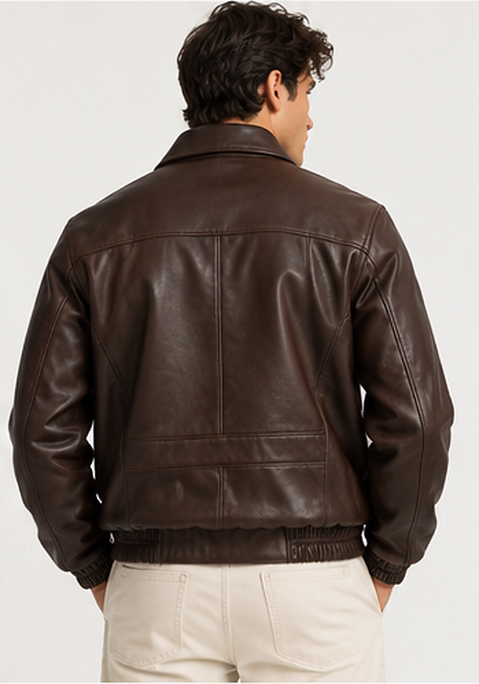 The Laurent Leather Blouson — Espresso Brown