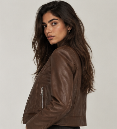 The Léonie Leather Jacket — Cognac Brown