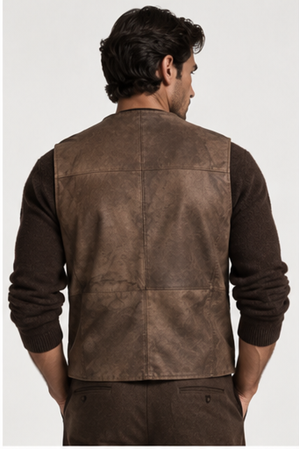 The Bastien Leather Vest — Vintage Brown