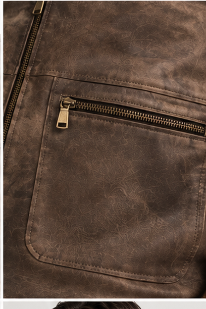 The Bastien Leather Vest — Vintage Brown