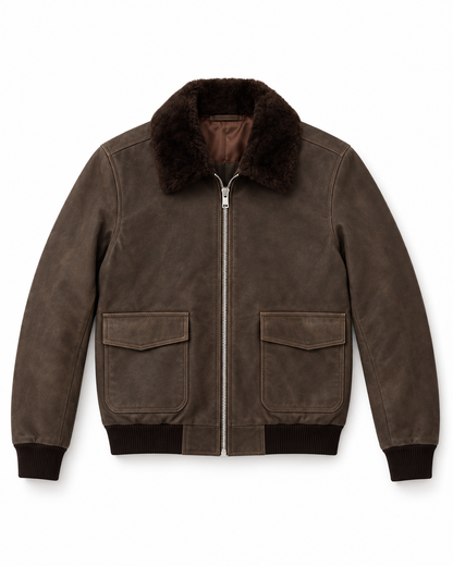 The Soren Suede Bomber — Stone Brown