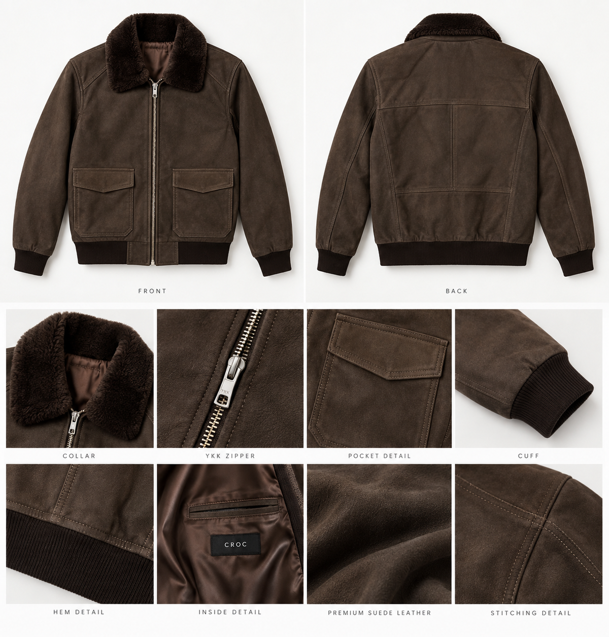 The Soren Suede Bomber — Stone Brown