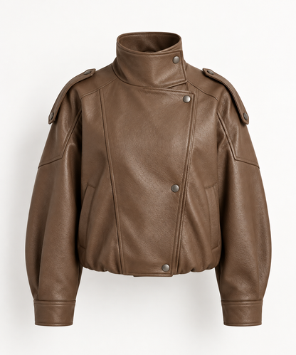 The Élan Leather Jacket — Mocha Brown