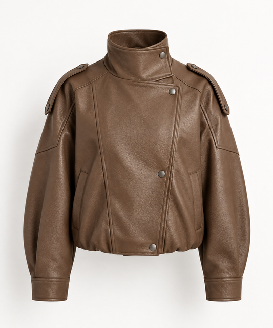The Élan Leather Jacket — Mocha Brown
