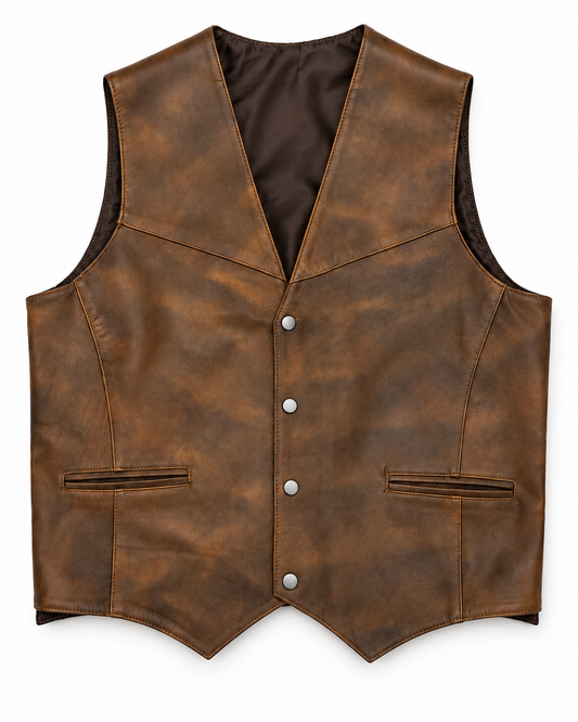 The Étienne Leather Waistcoat — Vintage Cognac
