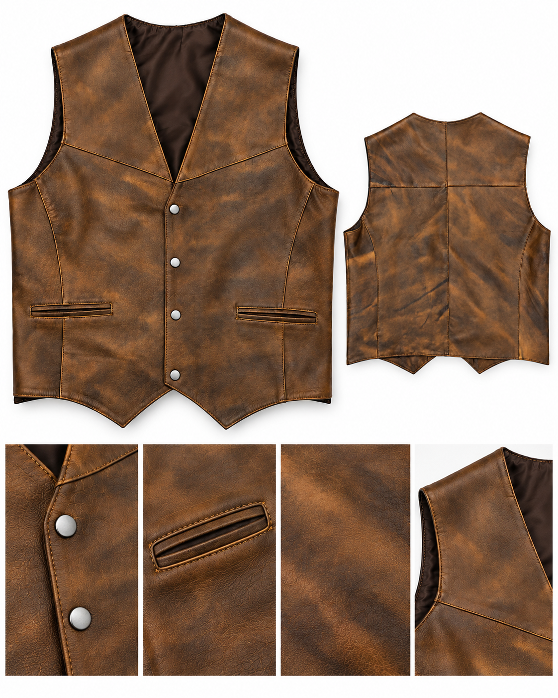 The Étienne Leather Waistcoat — Vintage Cognac