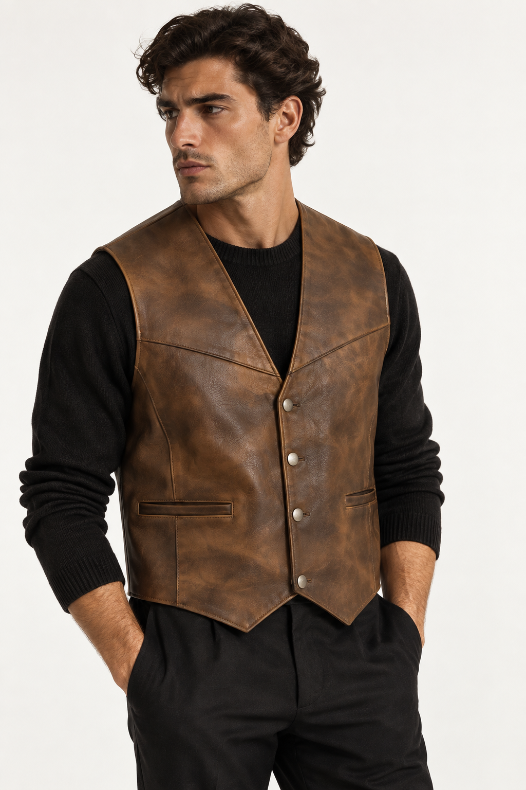 The Étienne Leather Waistcoat — Vintage Cognac
