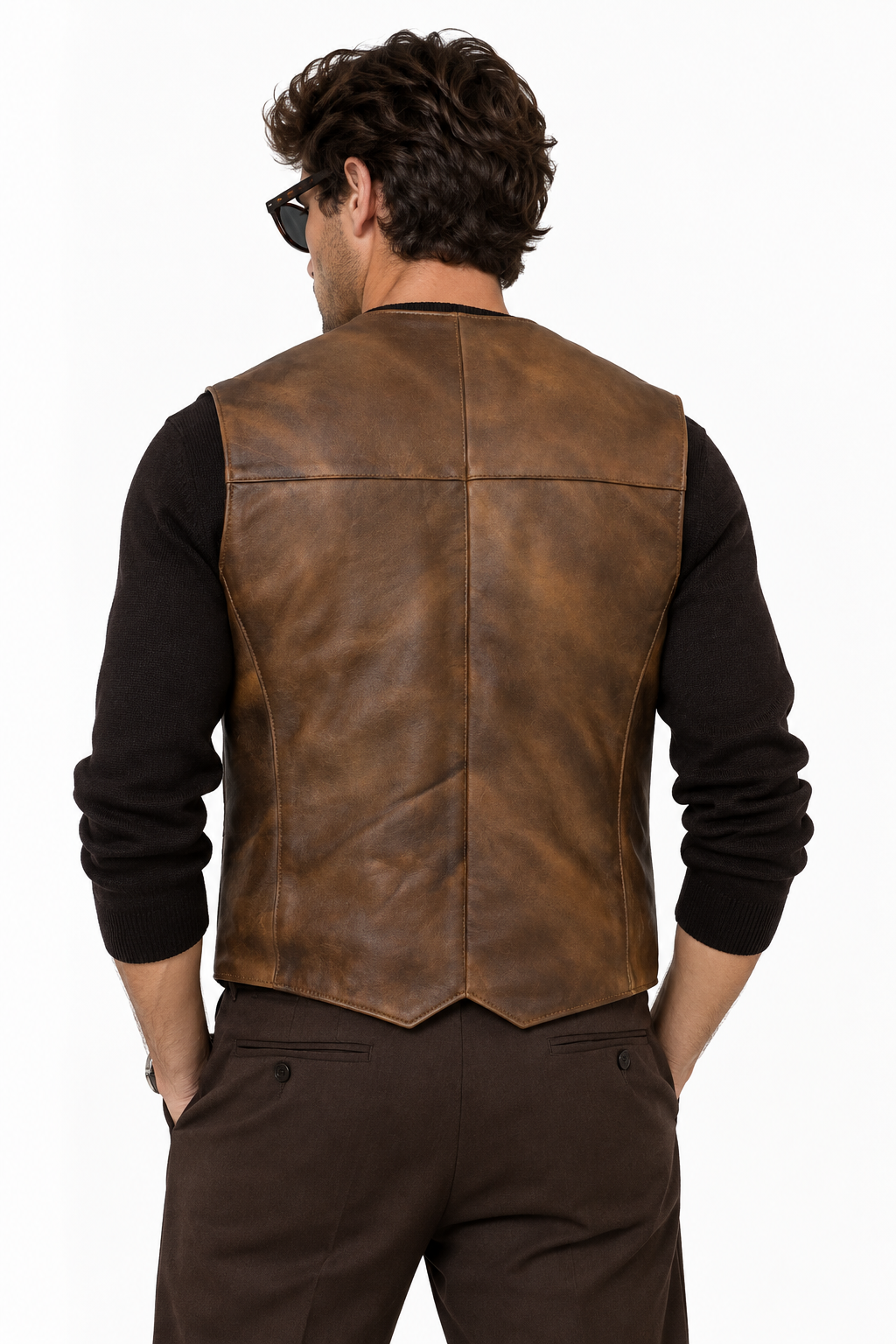 The Étienne Leather Waistcoat — Vintage Cognac