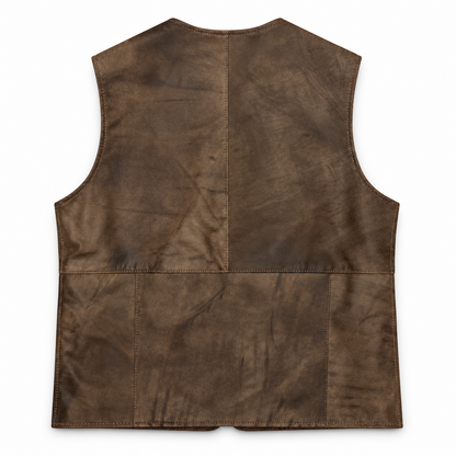 The Bastien Leather Vest — Vintage Brown