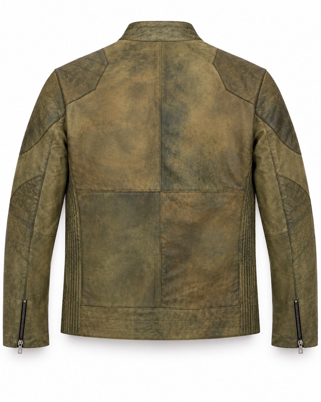 The Armand Leather Racer — Olive Stone