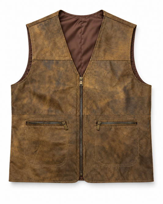 The Lucien Leather Vest — Antique Tan