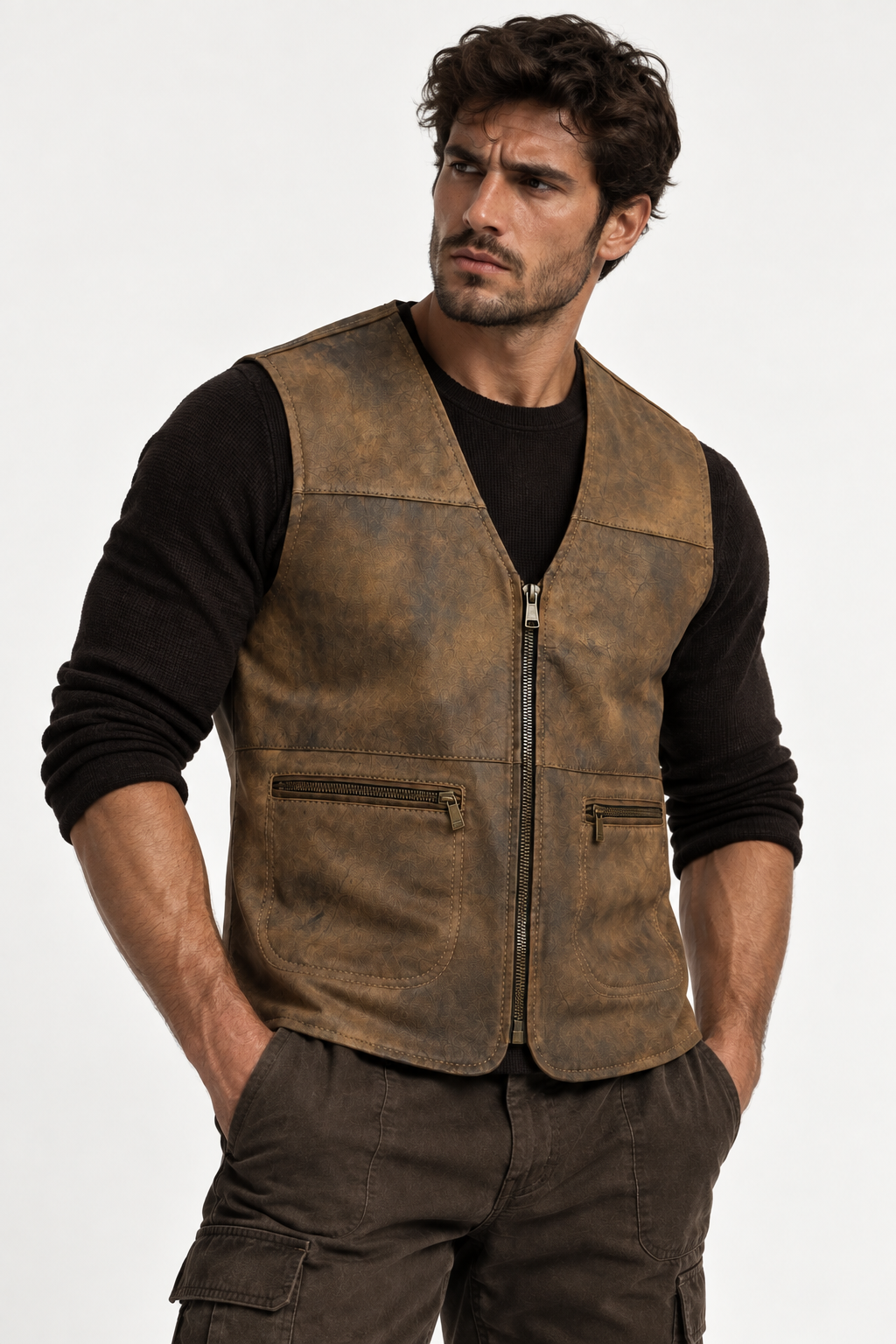 The Lucien Leather Vest — Antique Tan
