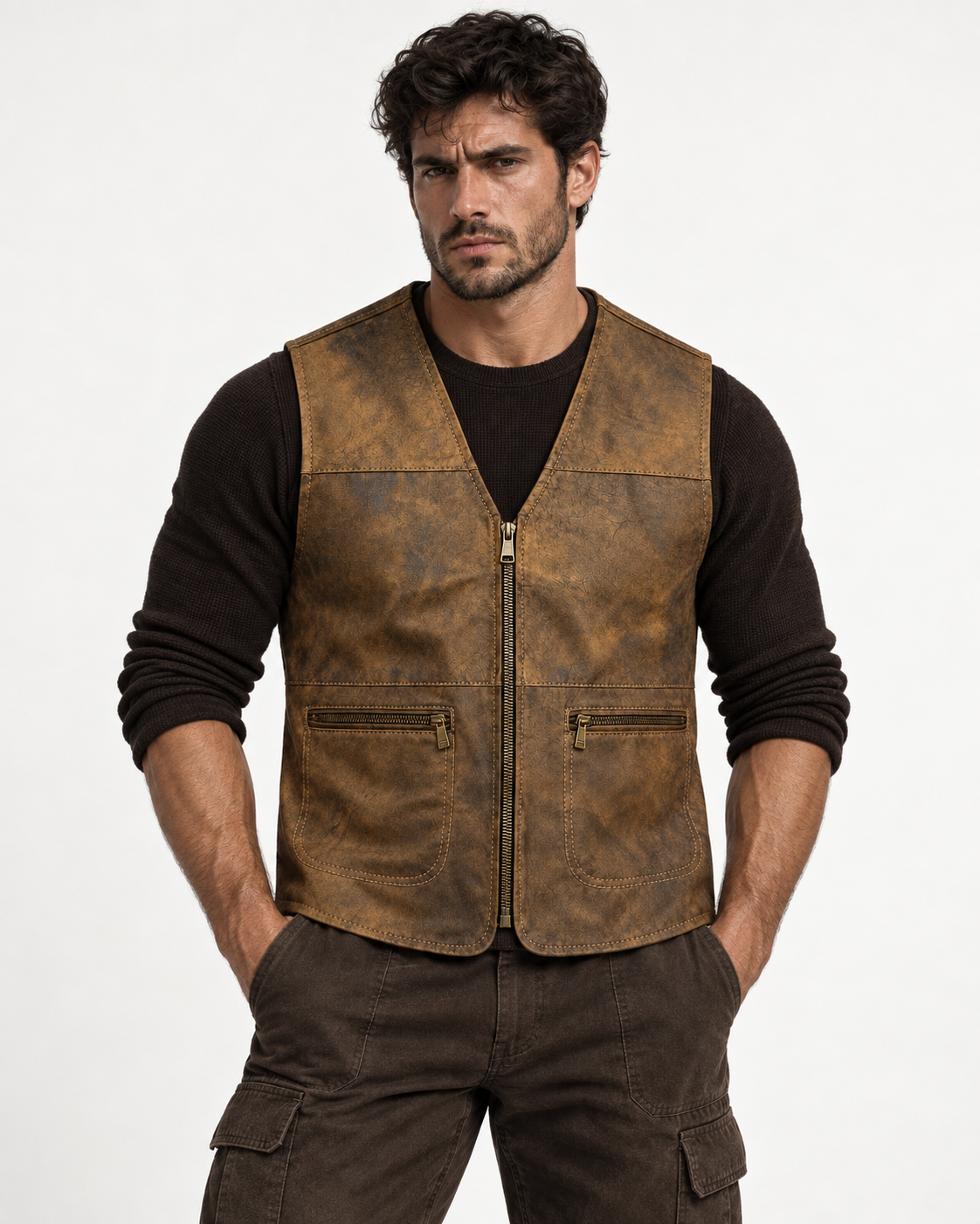 The Lucien Leather Vest — Antique Tan