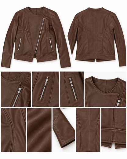 The Léonie Leather Jacket — Cognac Brown