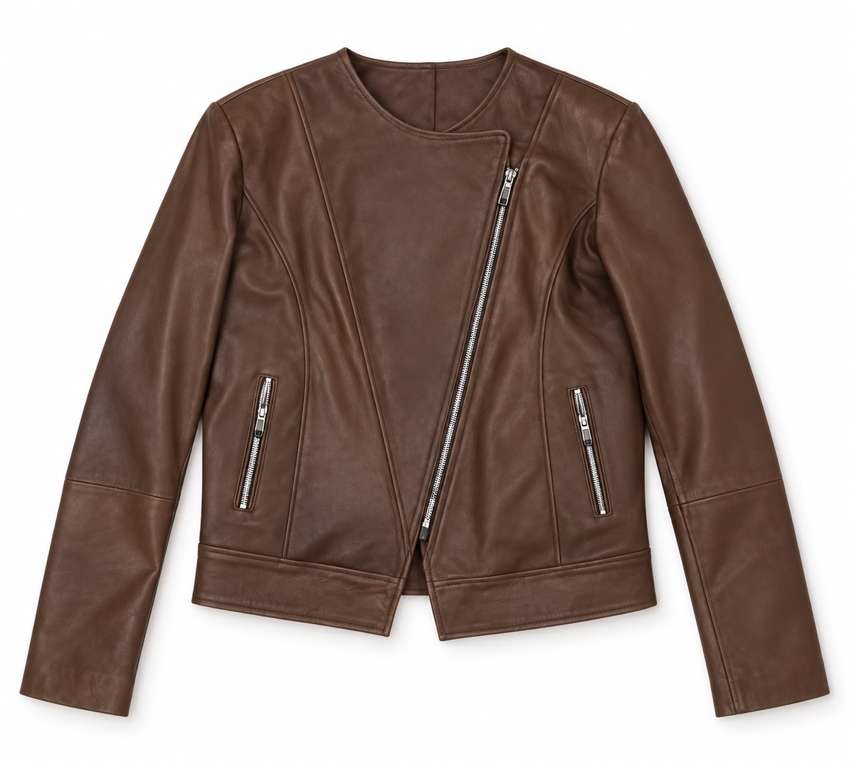 The Léonie Leather Jacket — Cognac Brown