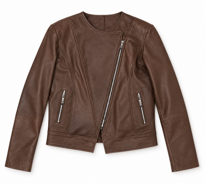 The Léonie Leather Jacket — Cognac Brown