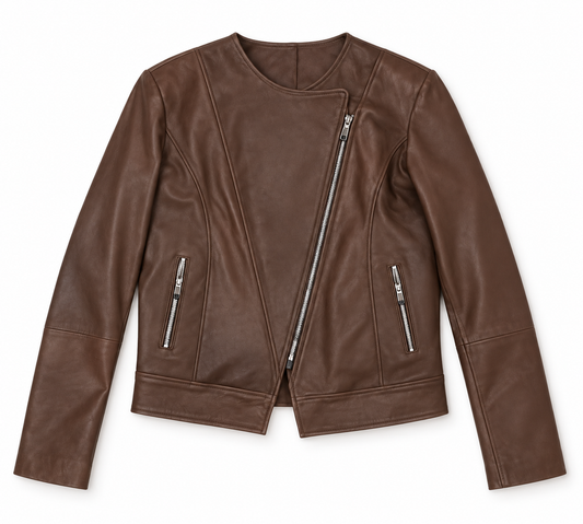 The Léonie Leather Jacket — Cognac Brown