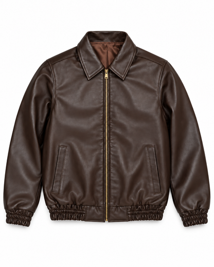 The Laurent Leather Blouson — Espresso Brown