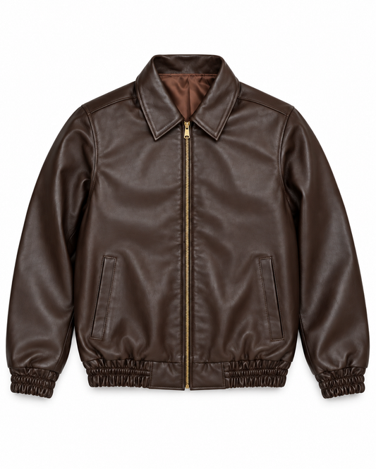 The Laurent Leather Blouson — Espresso Brown
