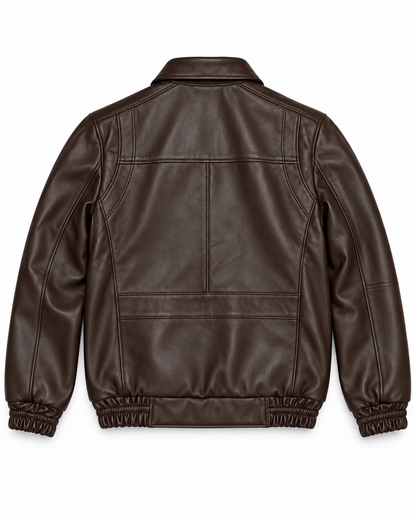 The Laurent Leather Blouson — Espresso Brown