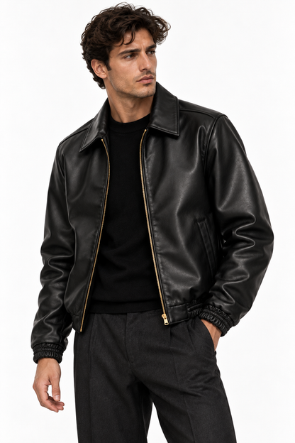 The Laurent Leather Blouson — Black