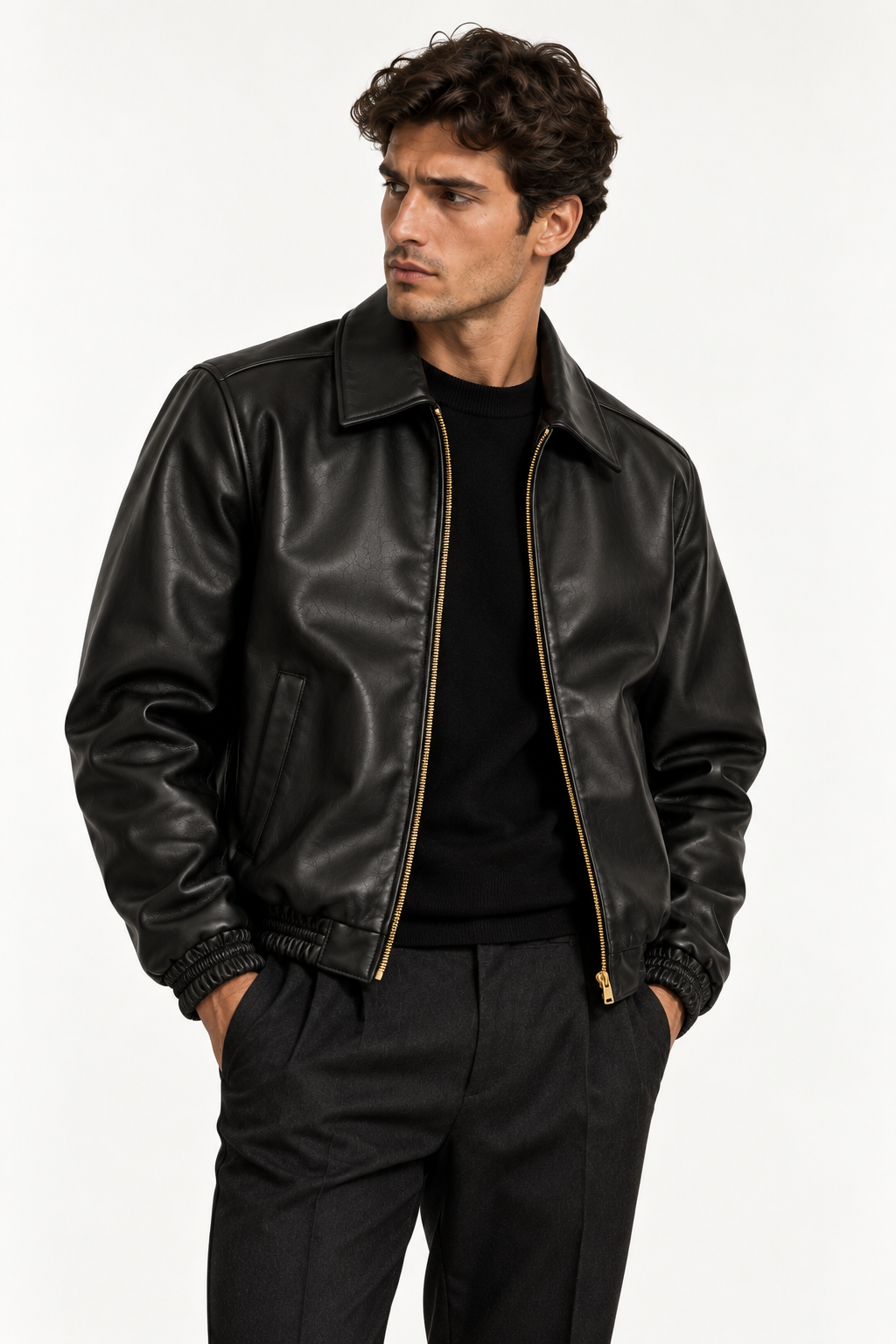 The Laurent Leather Blouson — Black