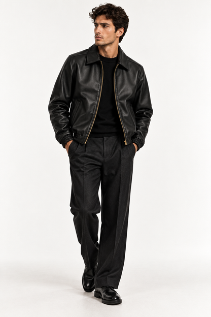 The Laurent Leather Blouson — Black