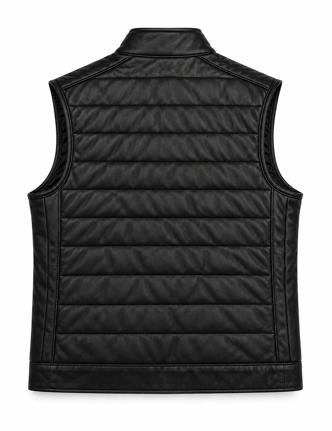 The Adrien Quilted Leather Vest — Black