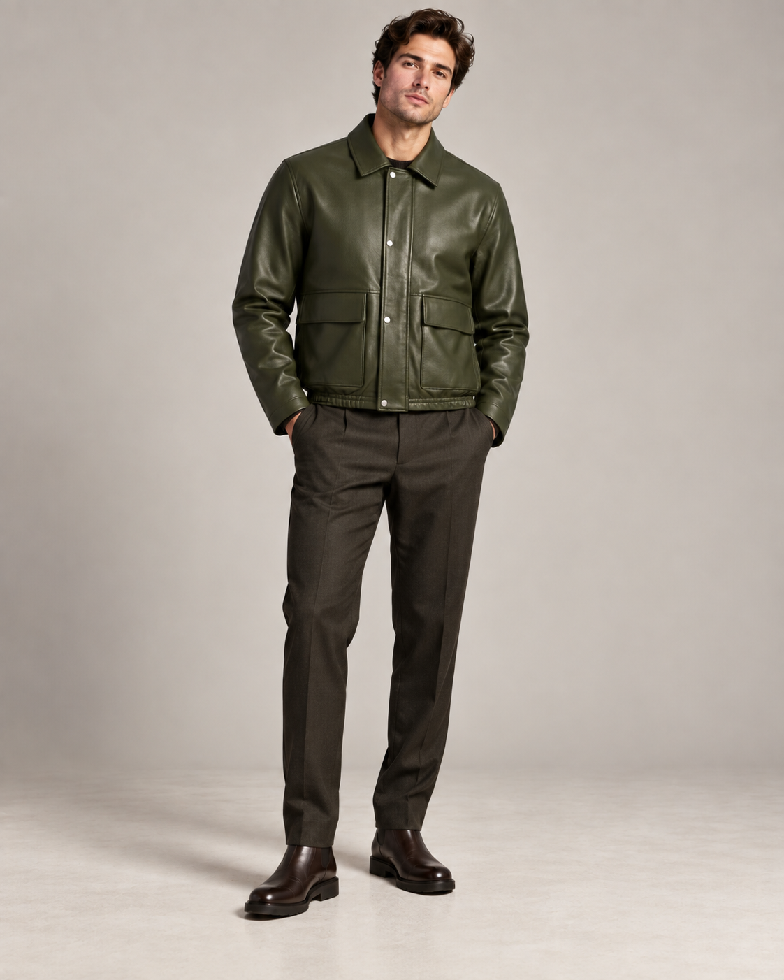 Old Money | Olive Genuine Lamb Leather