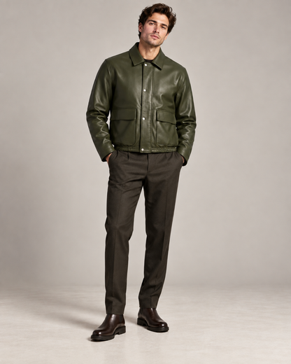 Old Money | Olive Genuine Lamb Leather