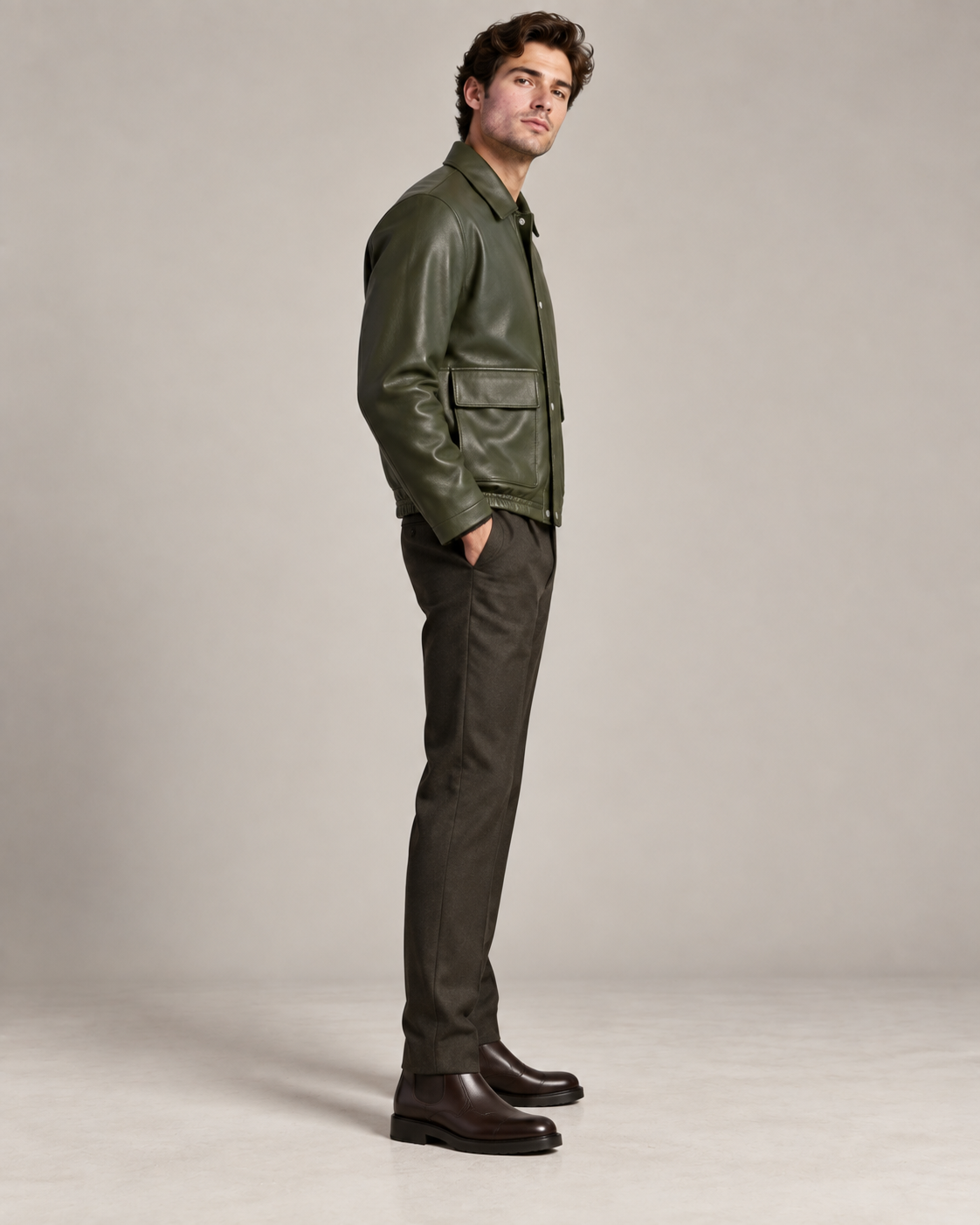 Old Money | Olive Genuine Lamb Leather