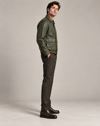Old Money | Olive Genuine Lamb Leather