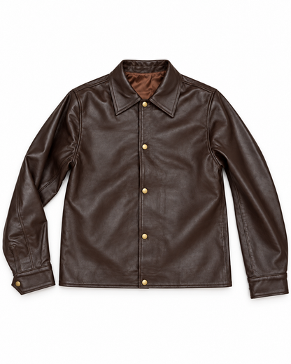 The Valmont Oversized Leather Jacket — Espresso Brown