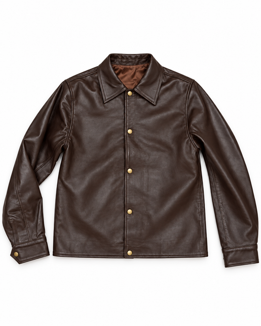 The Valmont Oversized Leather Jacket — Espresso Brown