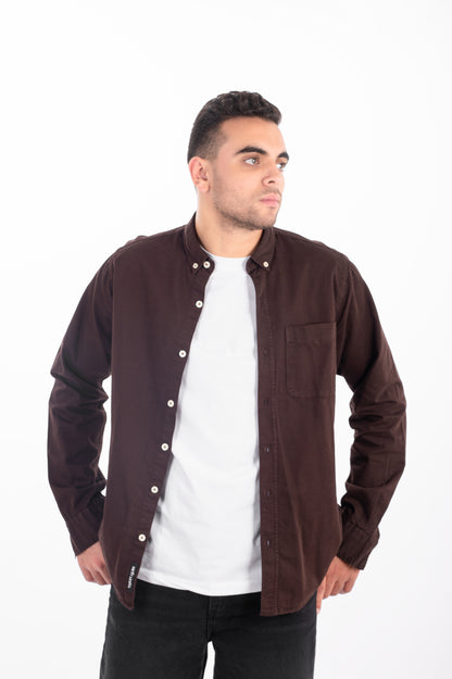 Burnt Brown Gabardine Shirt