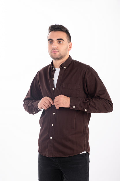 Burnt Brown Gabardine Shirt